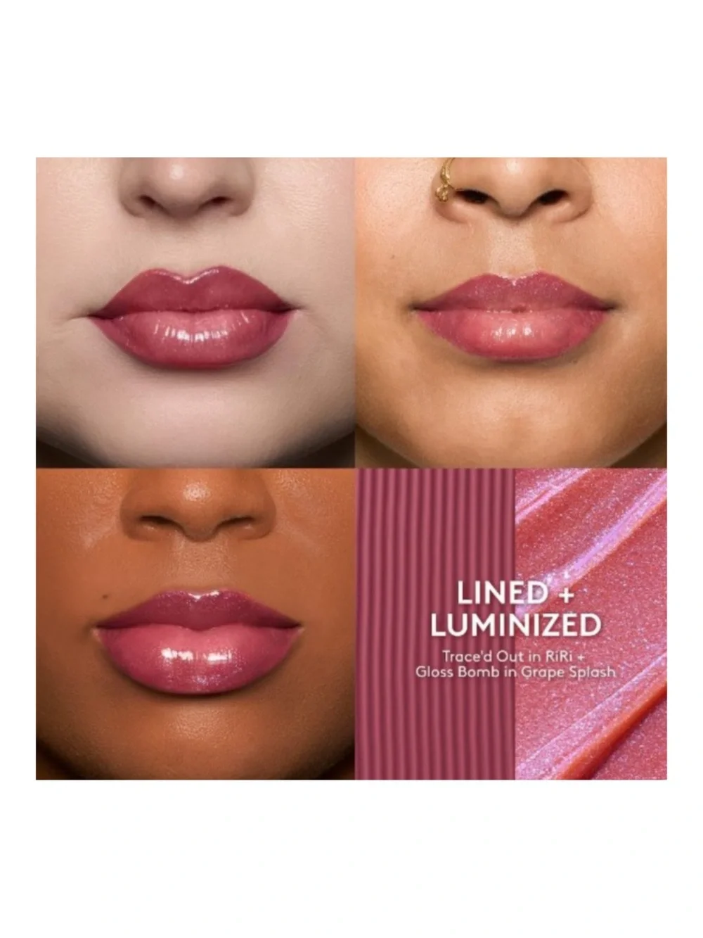 FENTY BEAUTY Lined + Luminized 2 Piece Lip Set RiRi Liner + Grape Splash Gloss